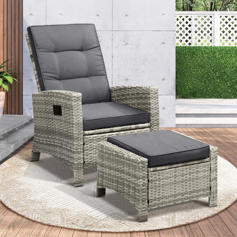 Amalfi Lux Rattan Wicker Outdoor Lounger Set | Weather Resistant Garden Patio Furniture | Adjustable Cushioned Lounger Sets