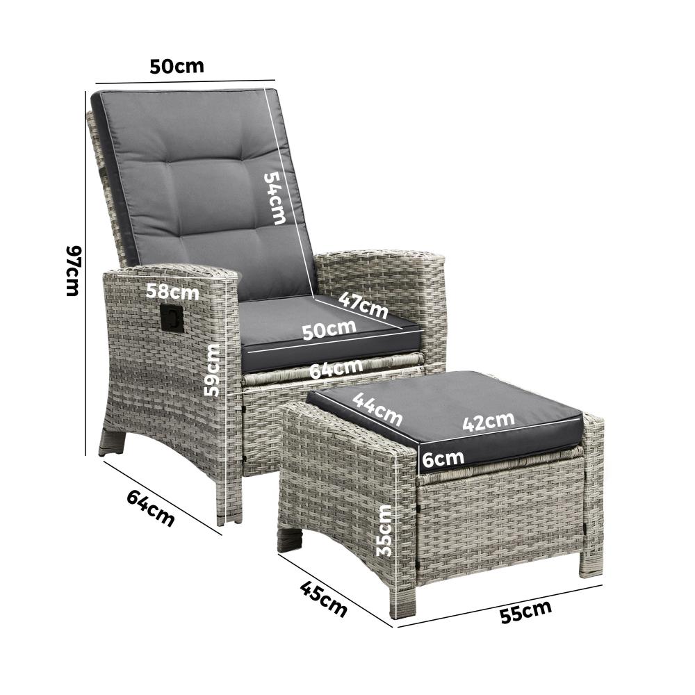 Amalfi Lux Rattan Wicker Outdoor Lounger Set | Weather Resistant Garden Patio Furniture | Adjustable Cushioned Lounger Sets