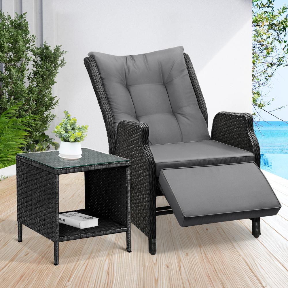 Positano Lux Rattan Wicker Outdoor Lounger Set | Weather Resistant Garden Patio Furniture | Adjustable Cushioned Lounger Sets