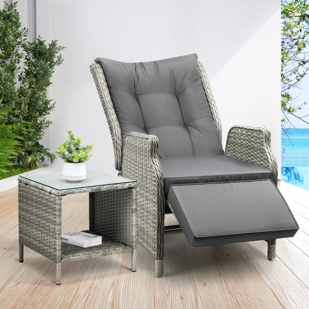 Positano Lux Rattan Wicker Outdoor Lounger Set | Weather Resistant Garden Patio Furniture | Adjustable Cushioned Lounger Sets