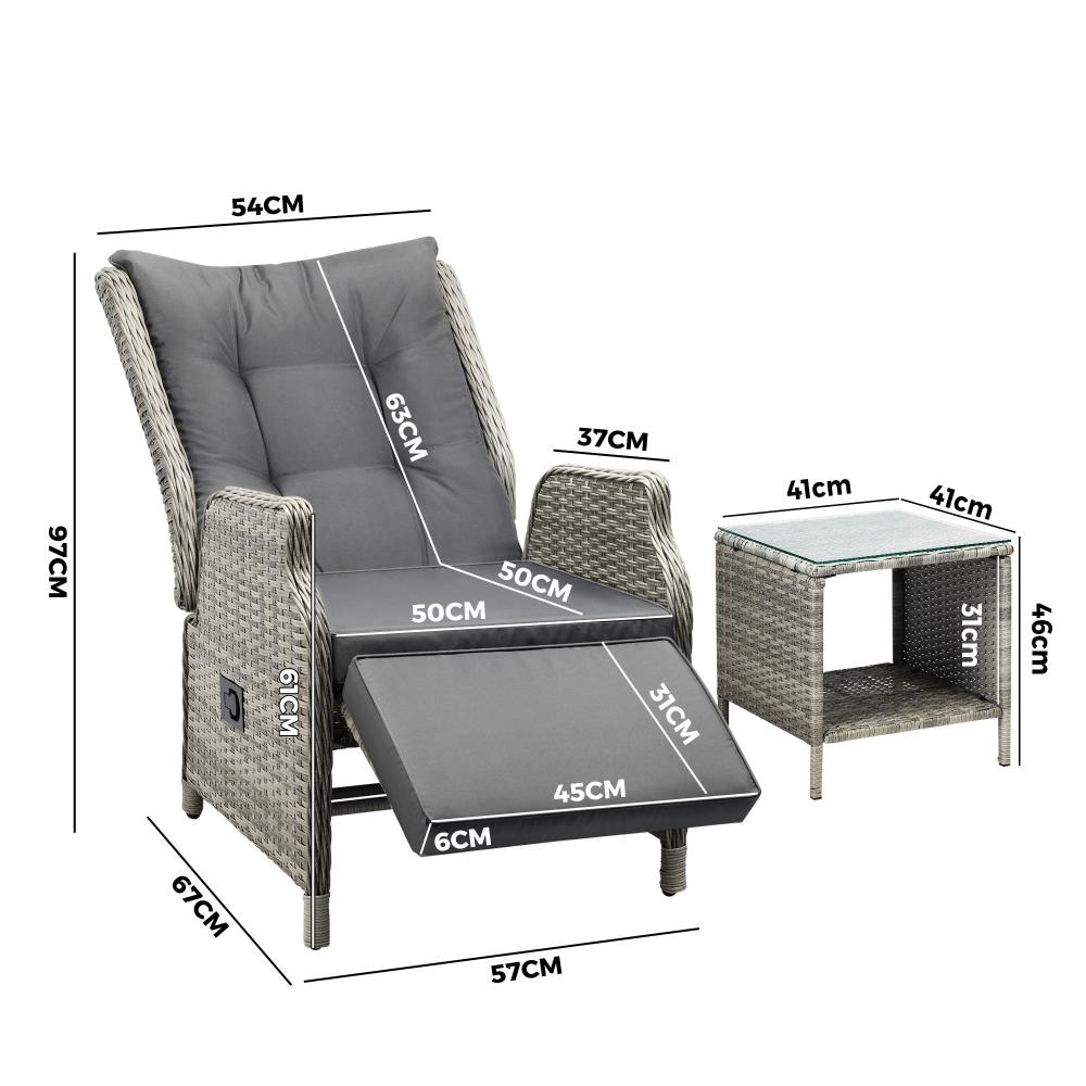 Positano Lux Rattan Wicker Outdoor Lounger Set | Weather Resistant Garden Patio Furniture | Adjustable Cushioned Lounger Sets