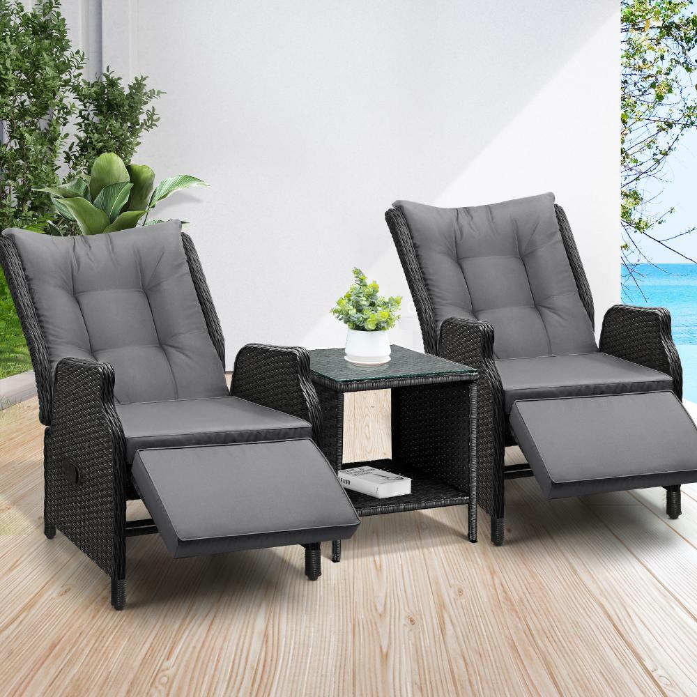 Positano Lux Rattan Wicker Outdoor Lounger Set | Weather Resistant Garden Patio Furniture | Adjustable Cushioned Lounger Sets