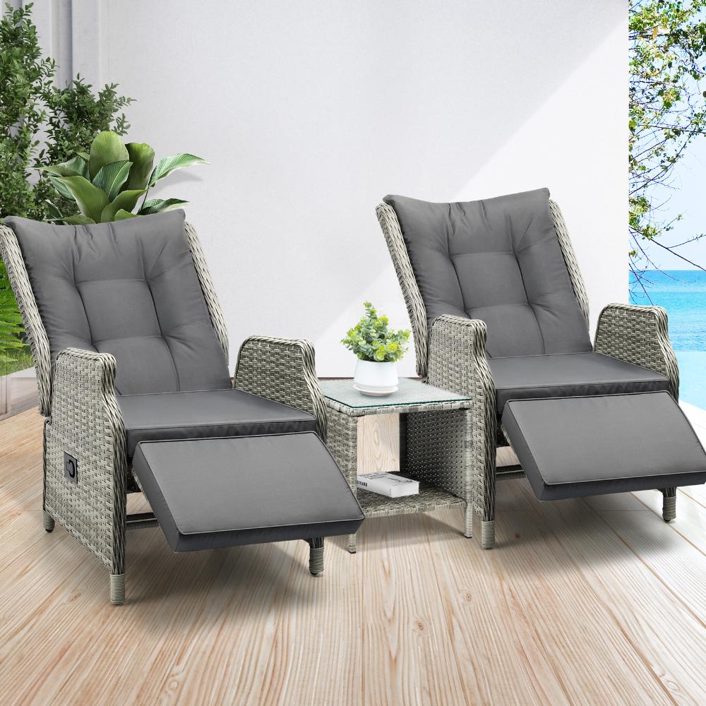 Positano Lux Rattan Wicker Outdoor Lounger Set | Weather Resistant Garden Patio Furniture | Adjustable Cushioned Lounger Sets