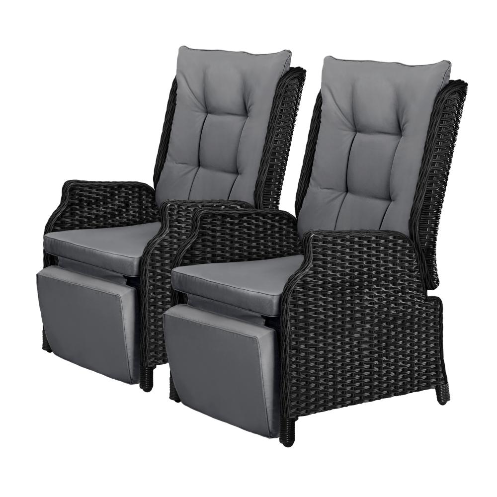 Positano Lux Rattan Wicker Outdoor Lounger Set | Weather Resistant Garden Patio Furniture | Adjustable Cushioned Lounger Sets