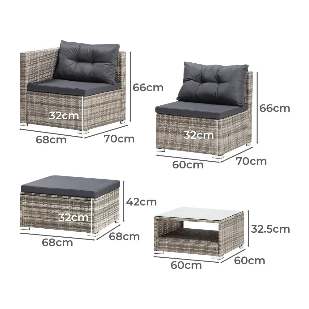 Ariana High Quality Wicker Outdoor Lounge Set | 4 or 6 Seater Modern Rattan Lounge Set with Table