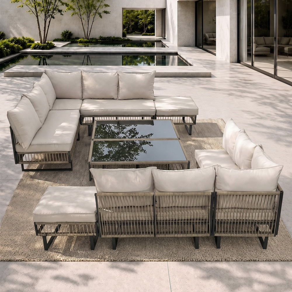 Surra Modern Cushioned Outdoor Sofa Set with Table | Soft Durable Outdoor Seating Furniture Set
