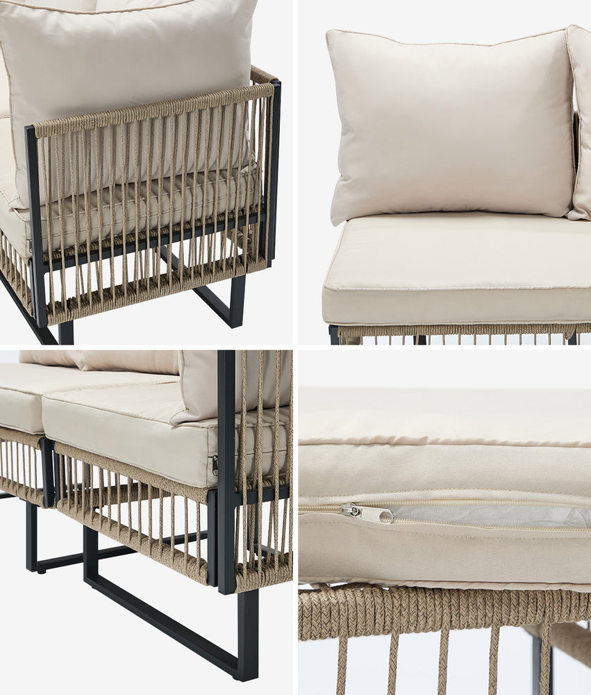 Surra Modern Cushioned Outdoor Sofa Set with Table | Soft Durable Outdoor Seating Furniture Set