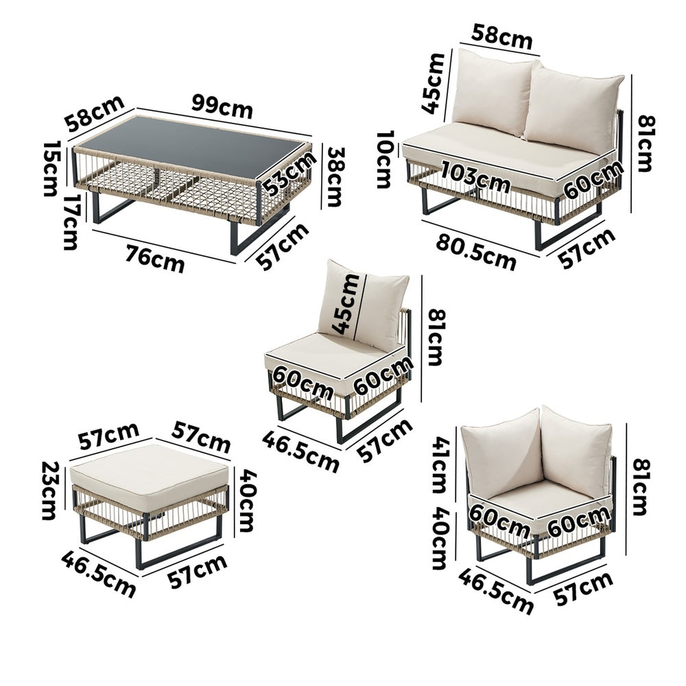 Surra Modern Cushioned Outdoor Sofa Set with Table | Soft Durable Outdoor Seating Furniture Set