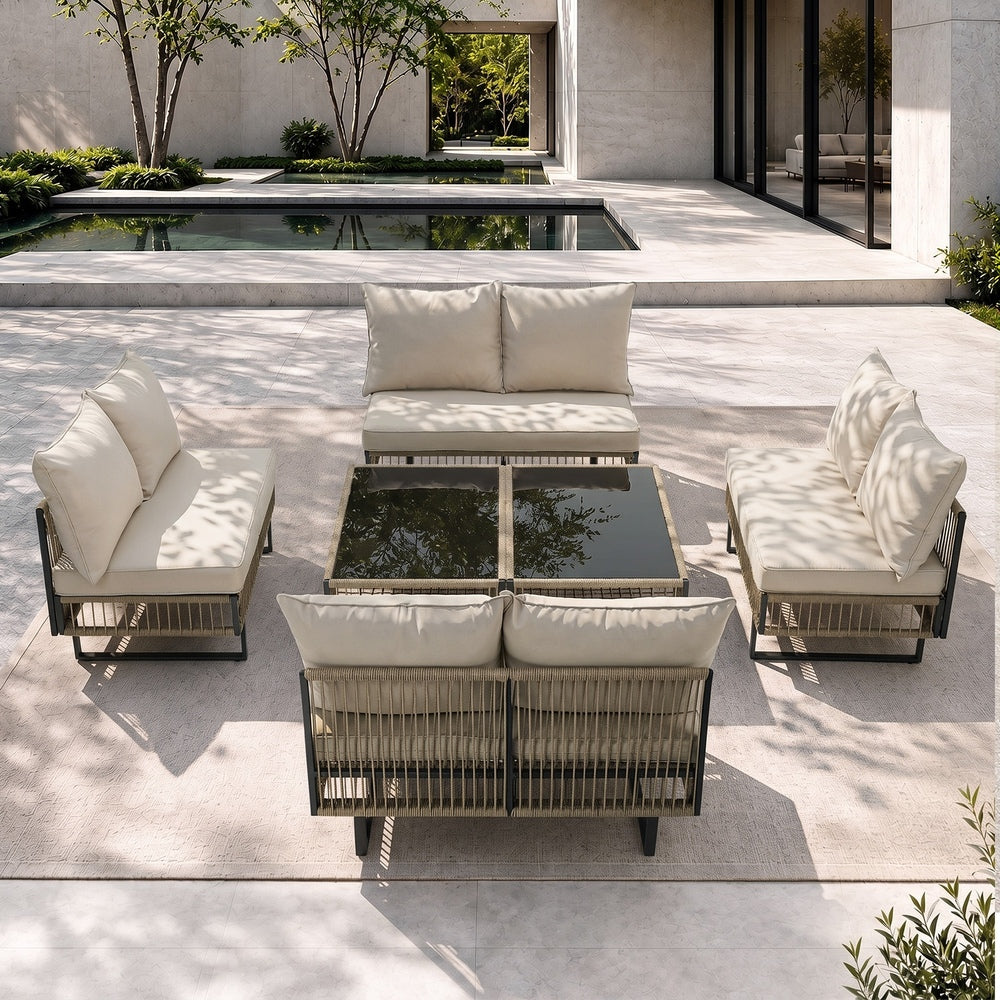 Surra Modern Cushioned Outdoor Sofa Set with Table | Soft Durable Outdoor Seating Furniture Set