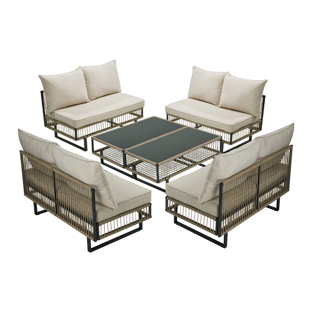 Surra Modern Cushioned Outdoor Sofa Set with Table | Soft Durable Outdoor Seating Furniture Set