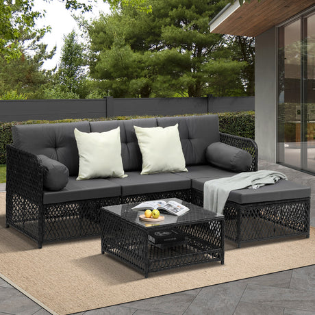 Palermo High Quality Wicker Outdoor Lounge Set | 4 or 6 Seater Modern Rattan Lounge Set with Table
