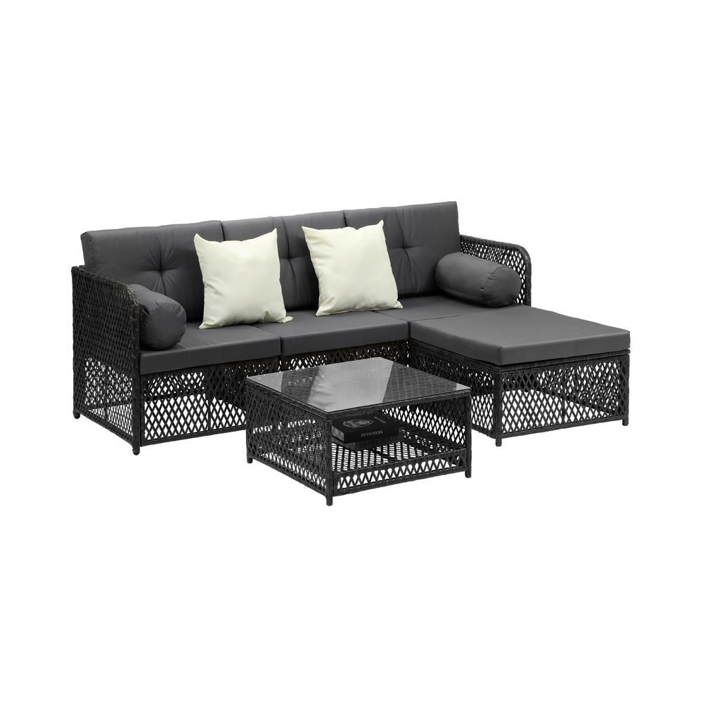 Palermo High Quality Wicker Outdoor Lounge Set | 4 or 6 Seater Modern Rattan Lounge Set with Table
