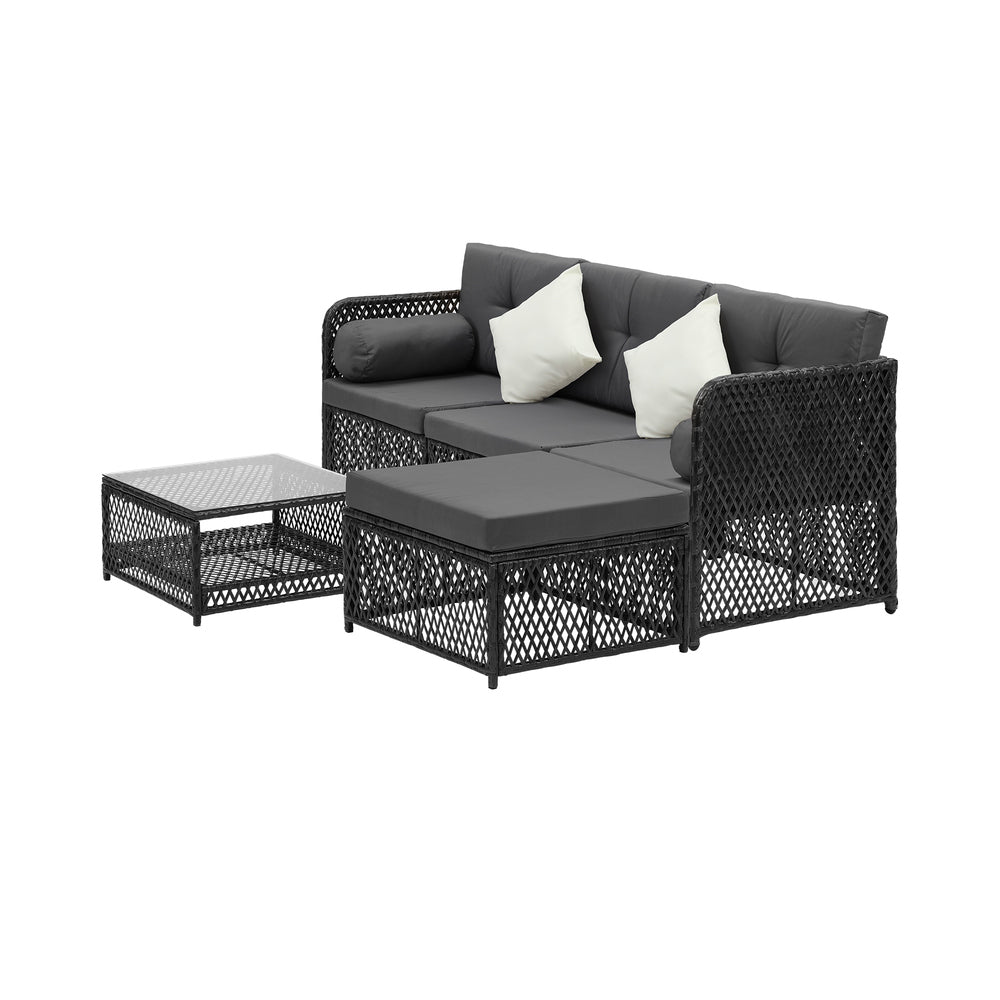 Palermo High Quality Wicker Outdoor Lounge Set | 4 or 6 Seater Modern Rattan Lounge Set with Table