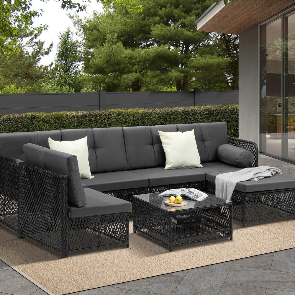 Palermo High Quality Wicker Outdoor Lounge Set | 4 or 6 Seater Modern Rattan Lounge Set with Table
