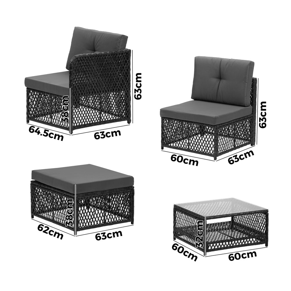 Palermo High Quality Wicker Outdoor Lounge Set | 4 or 6 Seater Modern Rattan Lounge Set with Table