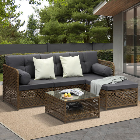 Palermo High Quality Wicker Outdoor Lounge Set | 4 or 6 Seater Modern Rattan Lounge Set with Table