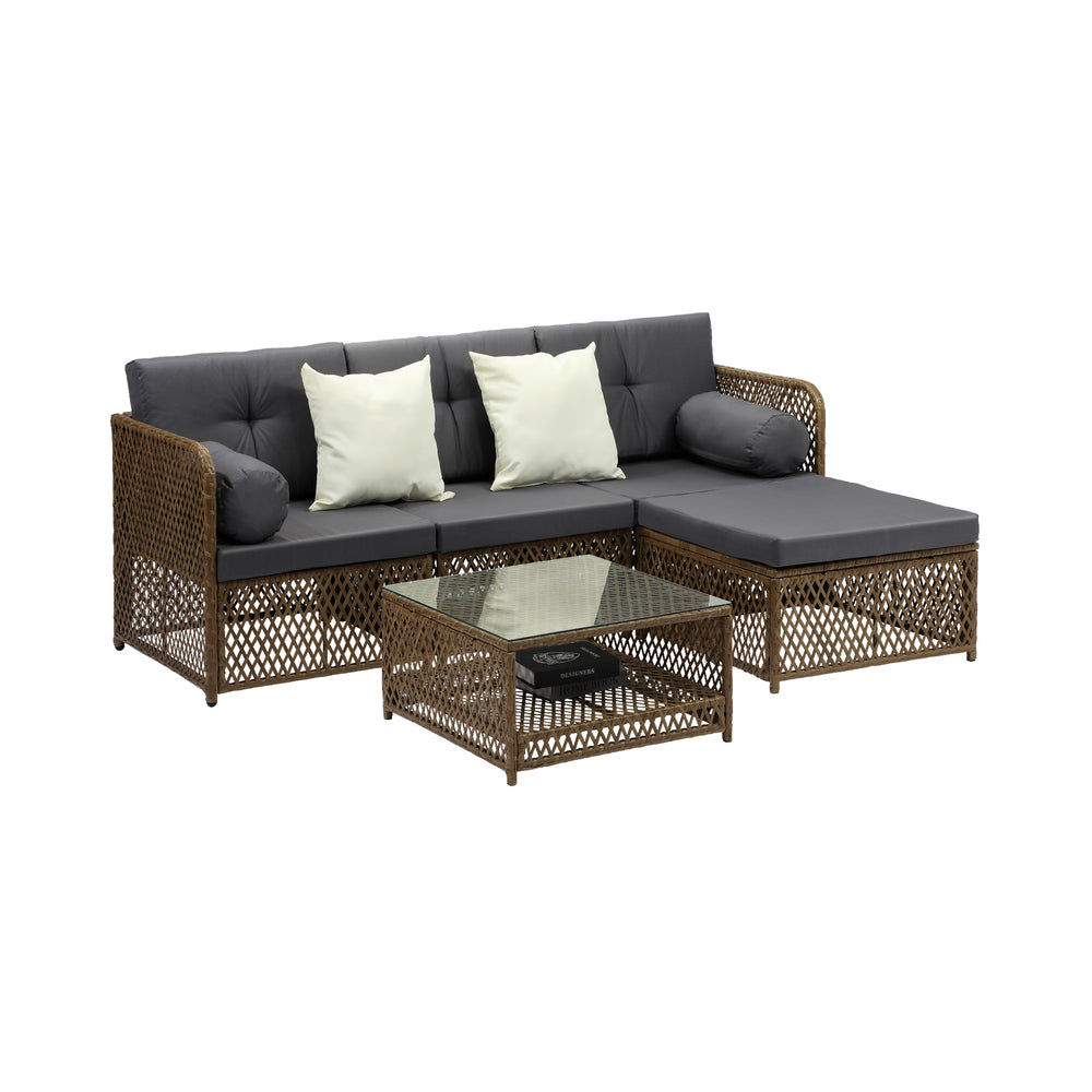 Palermo High Quality Wicker Outdoor Lounge Set | 4 or 6 Seater Modern Rattan Lounge Set with Table