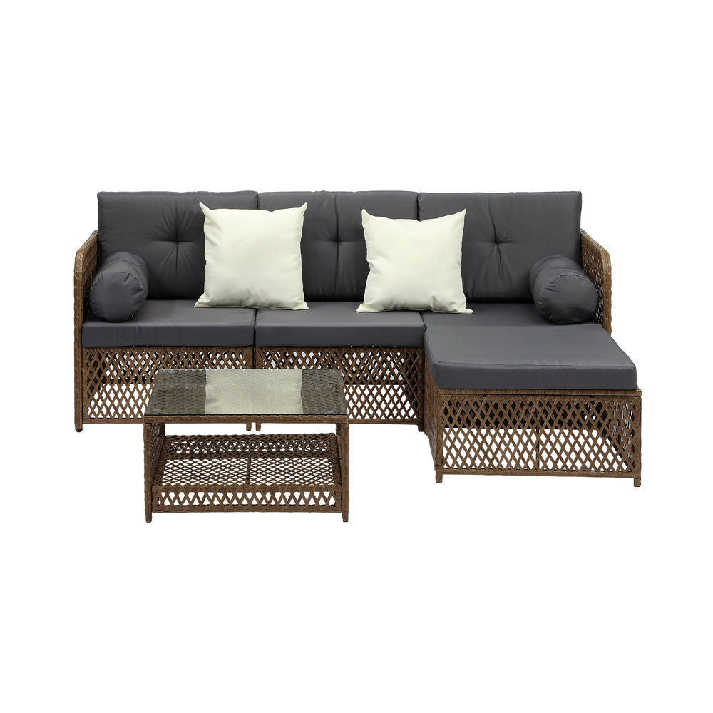 Palermo High Quality Wicker Outdoor Lounge Set | 4 or 6 Seater Modern Rattan Lounge Set with Table