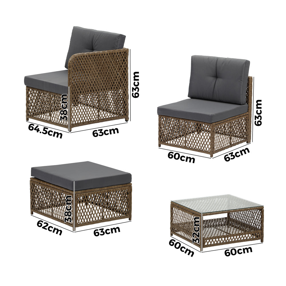 Palermo High Quality Wicker Outdoor Lounge Set | 4 or 6 Seater Modern Rattan Lounge Set with Table