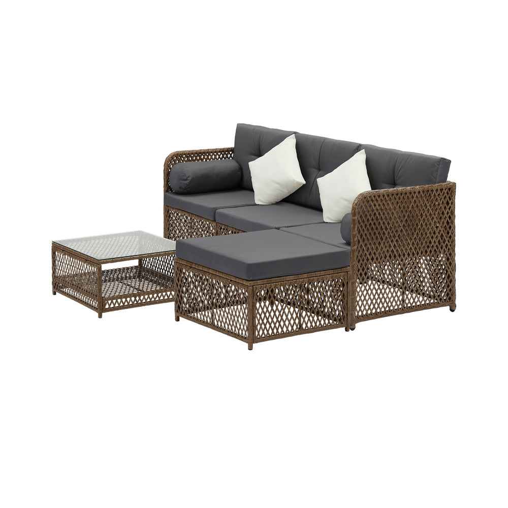 Palermo High Quality Wicker Outdoor Lounge Set | 4 or 6 Seater Modern Rattan Lounge Set with Table