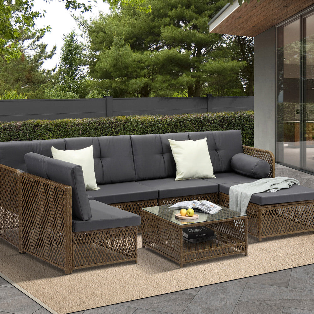 Palermo High Quality Wicker Outdoor Lounge Set | 4 or 6 Seater Modern Rattan Lounge Set with Table