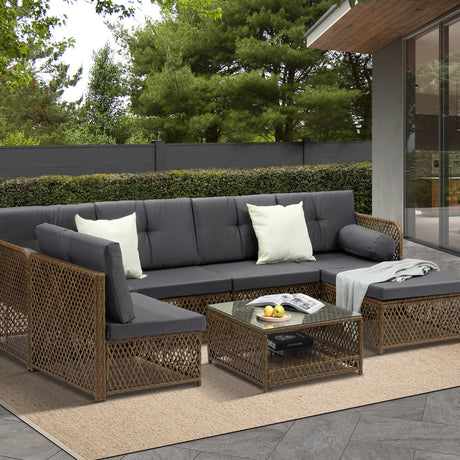 Palermo High Quality Wicker Outdoor Lounge Set | 4 or 6 Seater Modern Rattan Lounge Set with Table