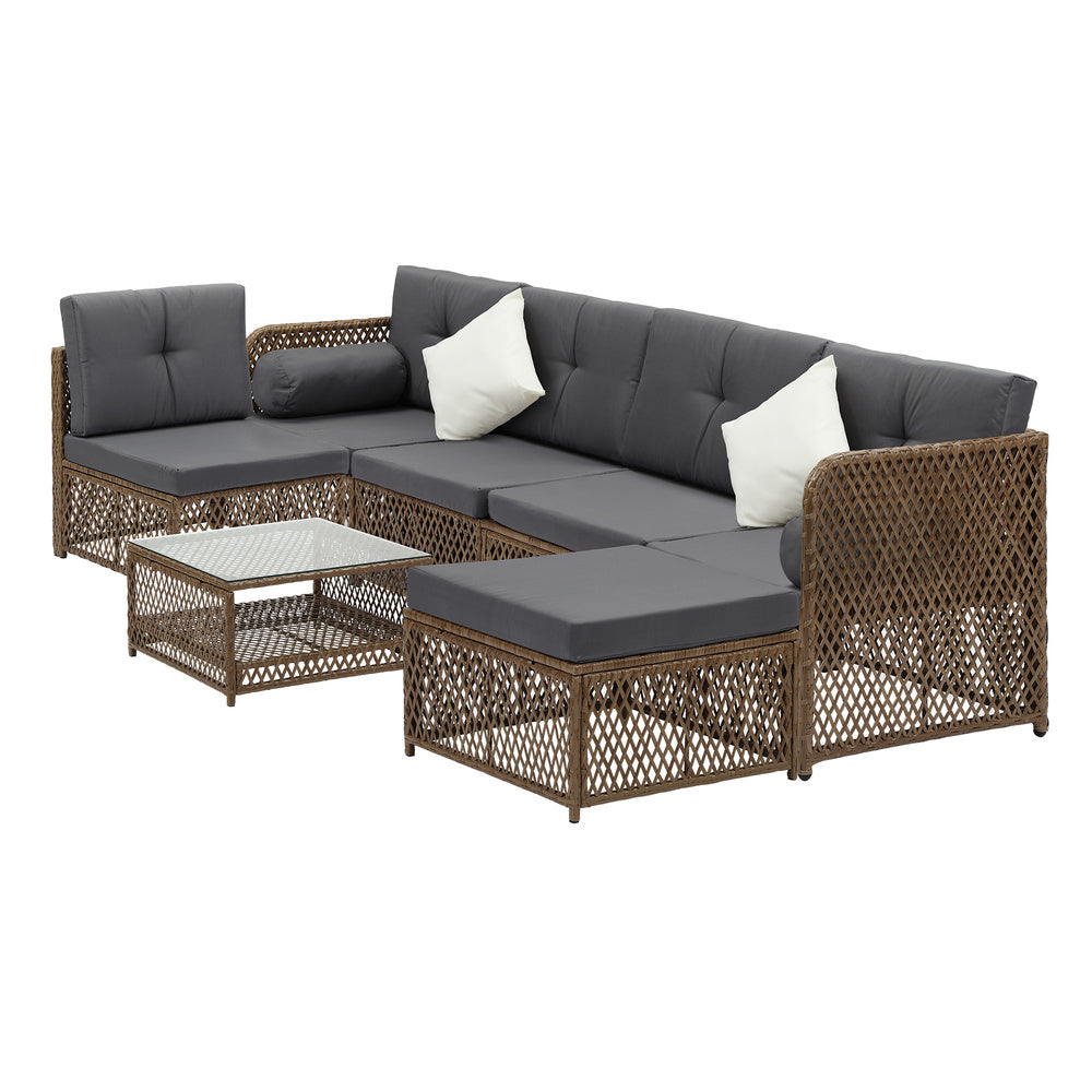 Palermo High Quality Wicker Outdoor Lounge Set | 4 or 6 Seater Modern Rattan Lounge Set with Table