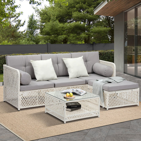Palermo High Quality Wicker Outdoor Lounge Set | 4 or 6 Seater Modern Rattan Lounge Set with Table