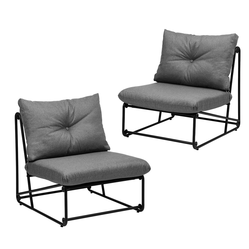 Set of Two Azzuro Plush Cushioned Weatherproof Outdoor Lounge Chairs | Super Comfy Outdoor Sofa Chairs