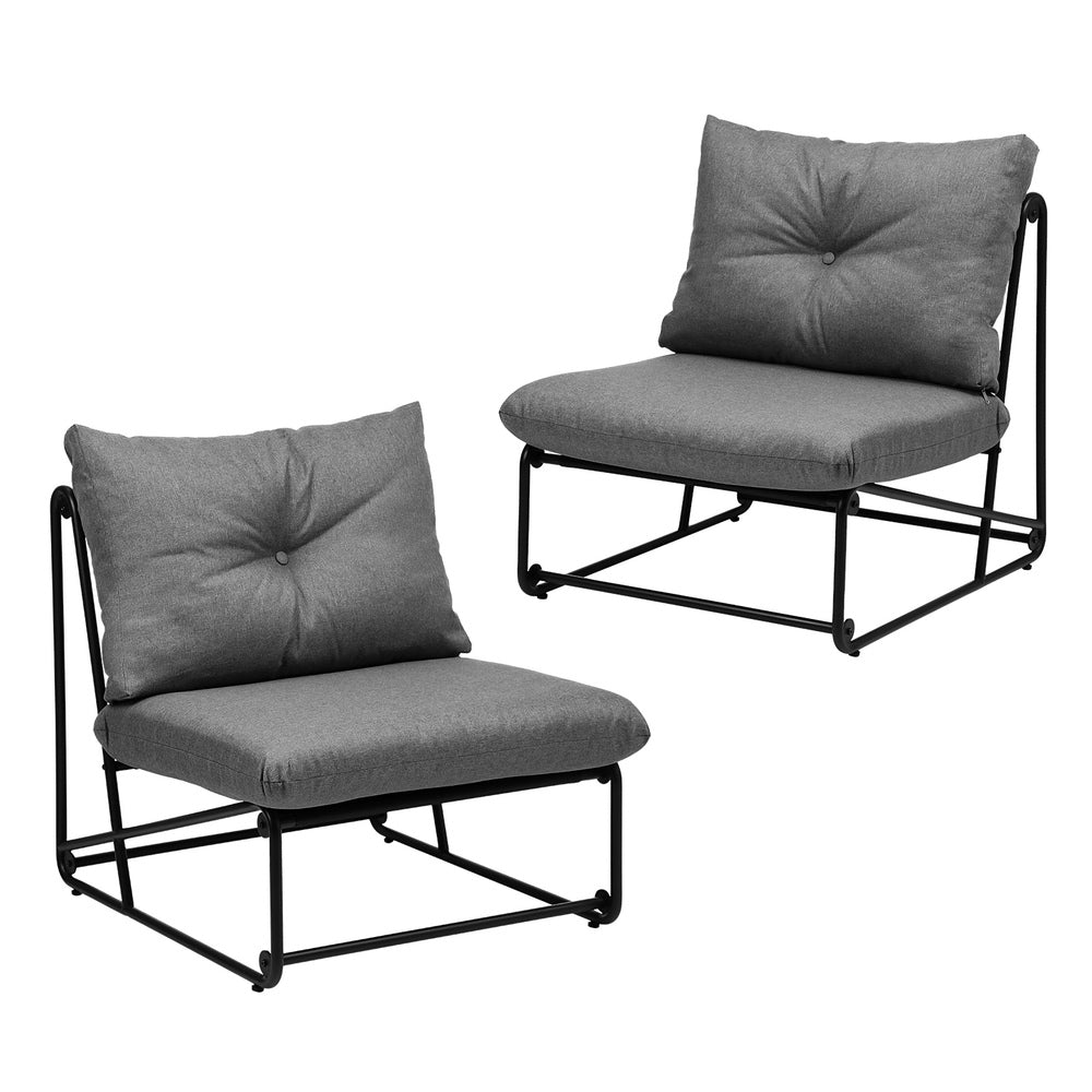 Set of Two Azzuro Plush Cushioned Weatherproof Outdoor Lounge Chairs | Super Comfy Outdoor Sofa Chairs