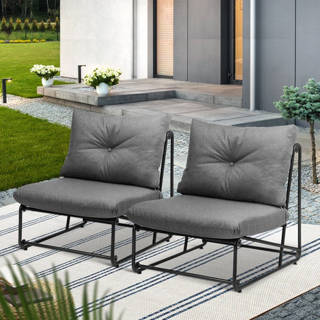Set of Two Azzuro Plush Cushioned Weatherproof Outdoor Lounge Chairs | Super Comfy Outdoor Sofa Chairs