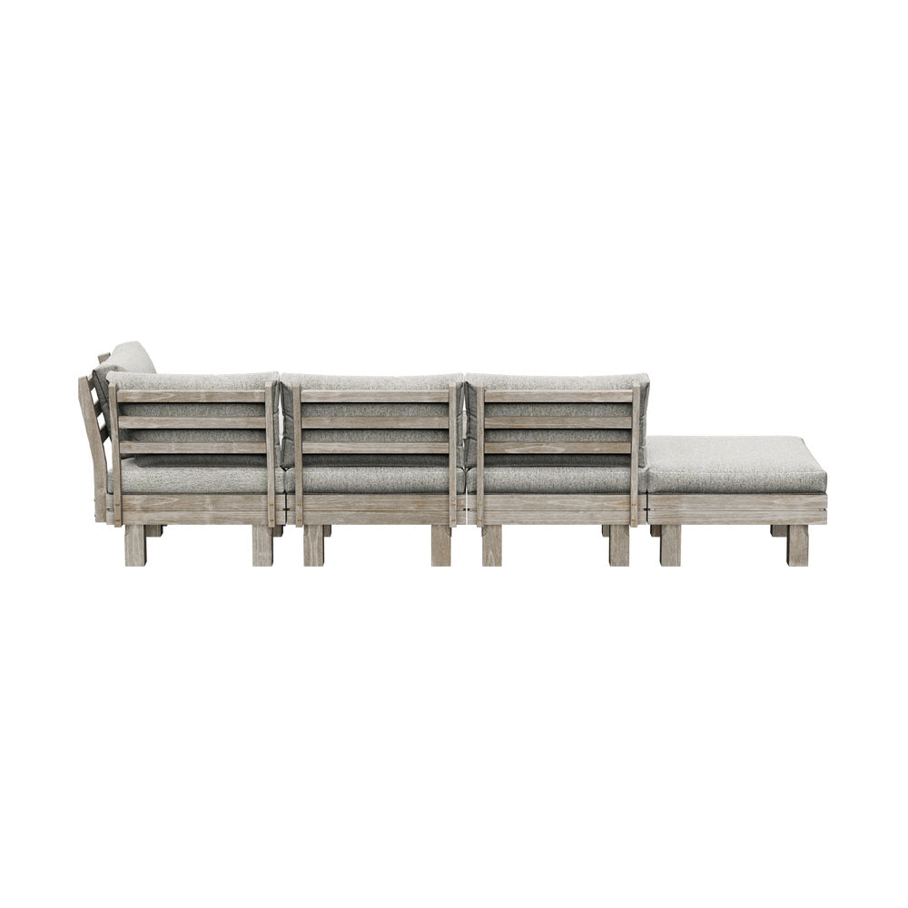 Milano Luxe Wooden Outdoor Lounge Set with Table | Modern Soft Extra Wide Cushions Outdoor Sofa Set
