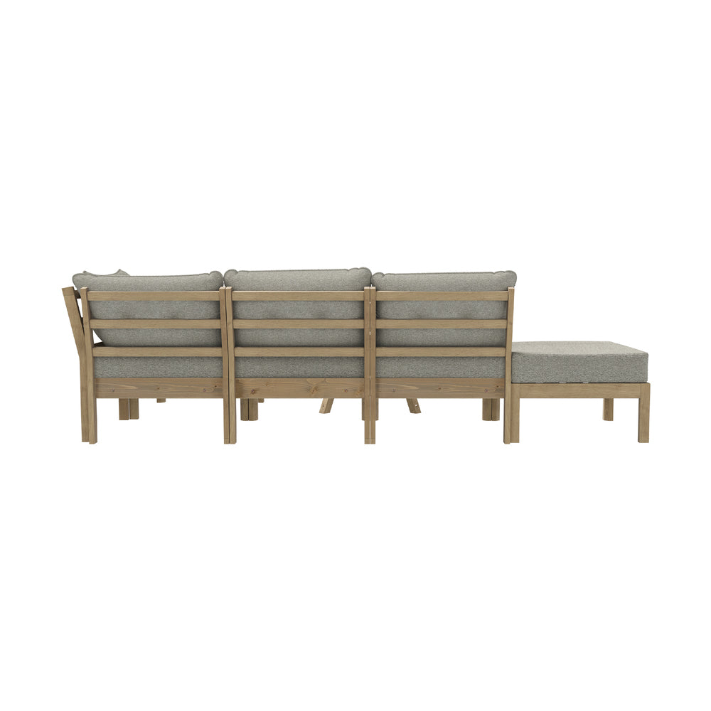 Playa Orsini Wooden Outdoor Lounge Set with Table | Modern Beige Cushion Outdoor Lounge Set