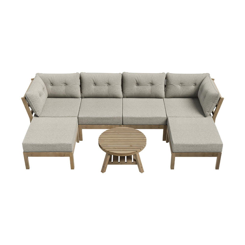 Playa Orsini Wooden Outdoor Lounge Set with Table | Modern Beige Cushion Outdoor Lounge Set