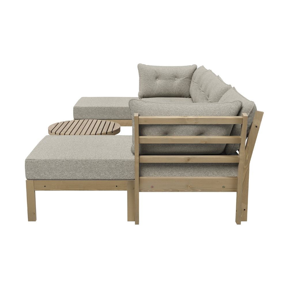 Playa Orsini Wooden Outdoor Lounge Set with Table | Modern Beige Cushion Outdoor Lounge Set
