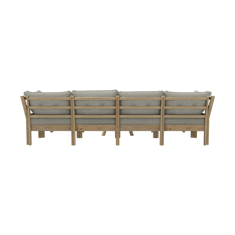 Playa Orsini Wooden Outdoor Lounge Set with Table | Modern Beige Cushion Outdoor Lounge Set