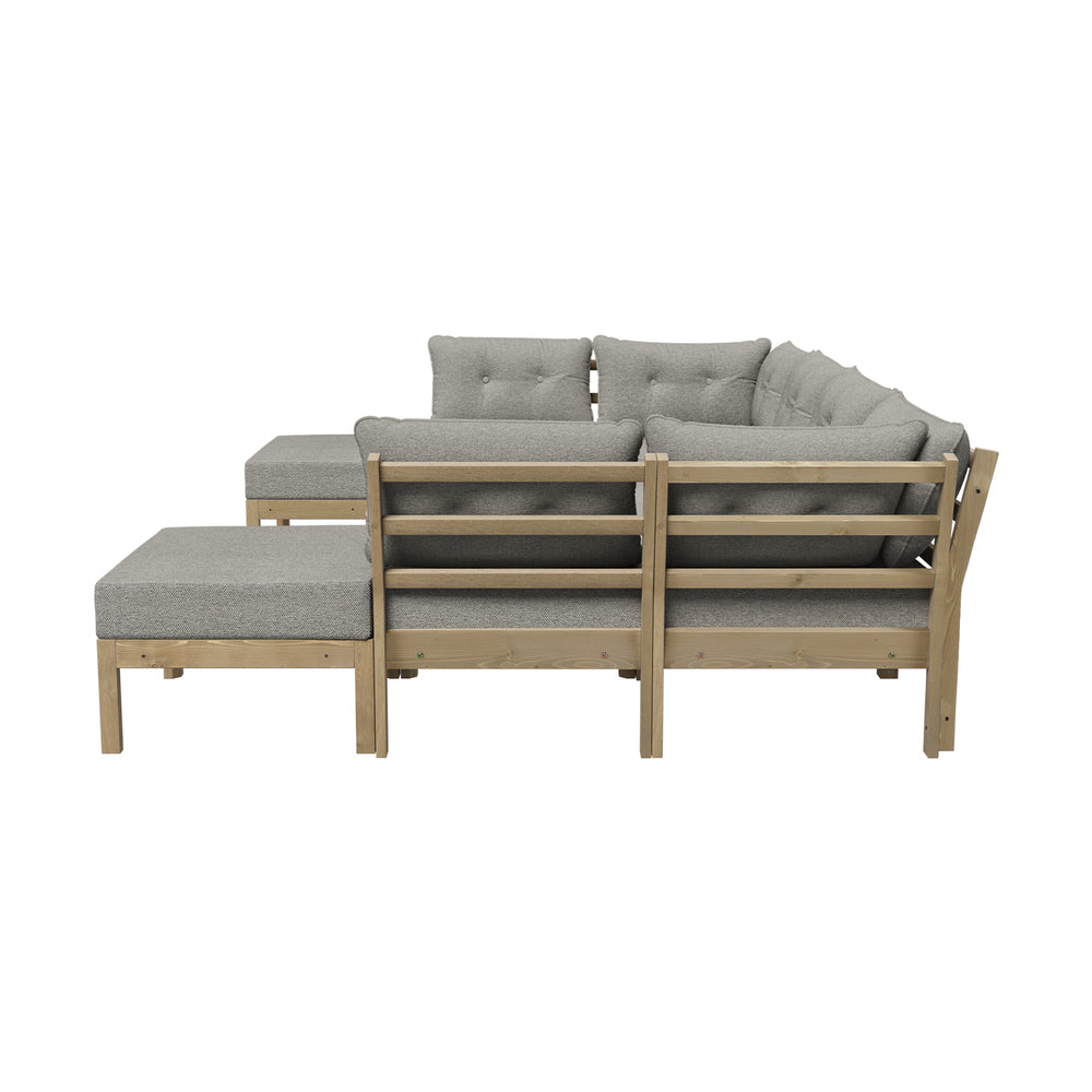 Playa Orsini Wooden Outdoor Lounge Set with Table | Modern Beige Cushion Outdoor Lounge Set