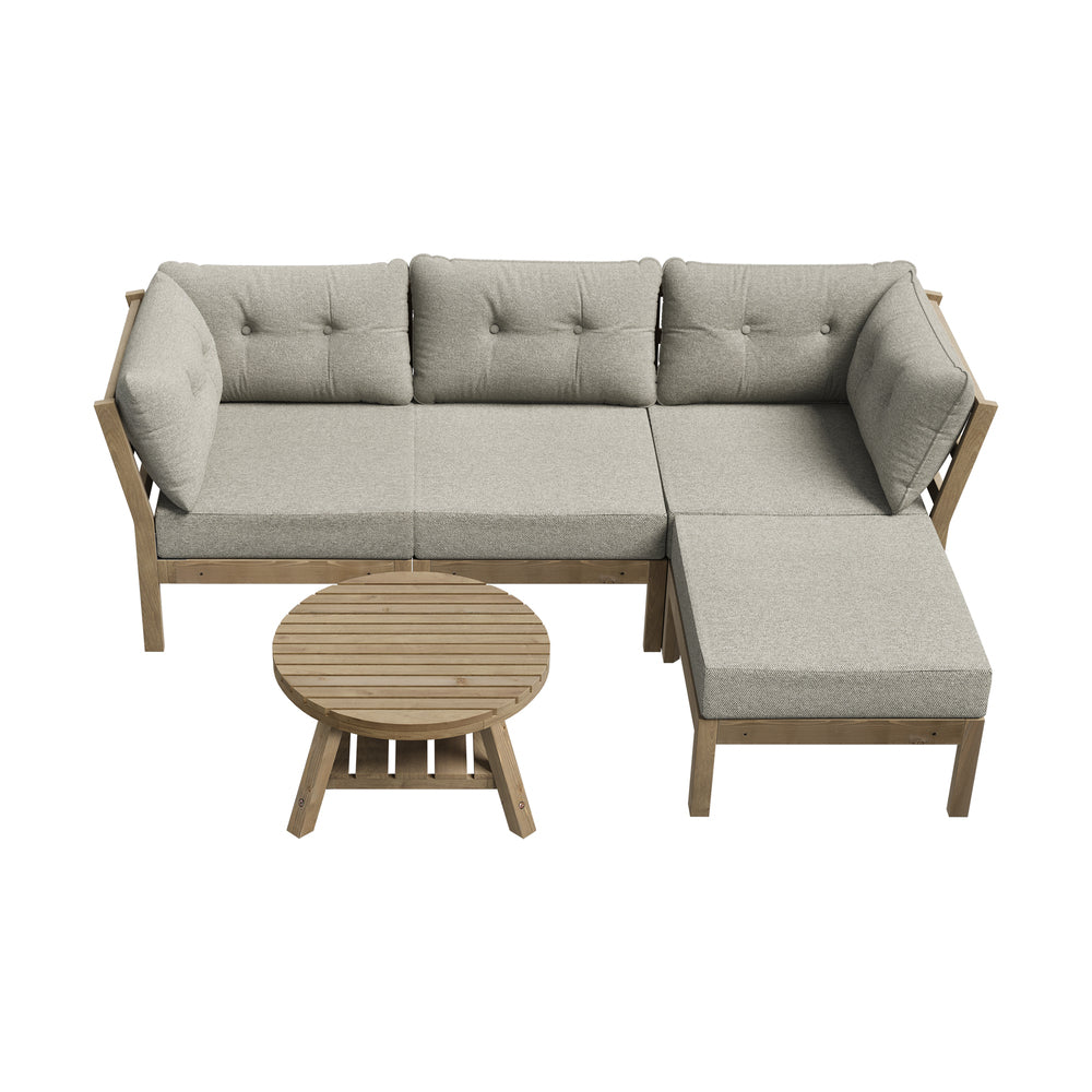 Playa Orsini Wooden Outdoor Lounge Set with Table | Modern Beige Cushion Outdoor Lounge Set