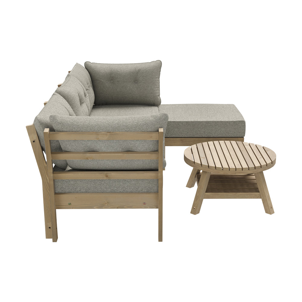 Playa Orsini Wooden Outdoor Lounge Set with Table | Modern Beige Cushion Outdoor Lounge Set