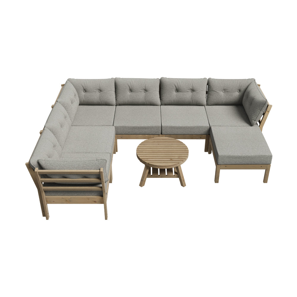 Playa Orsini Wooden Outdoor Lounge Set with Table | Modern Beige Cushion Outdoor Lounge Set