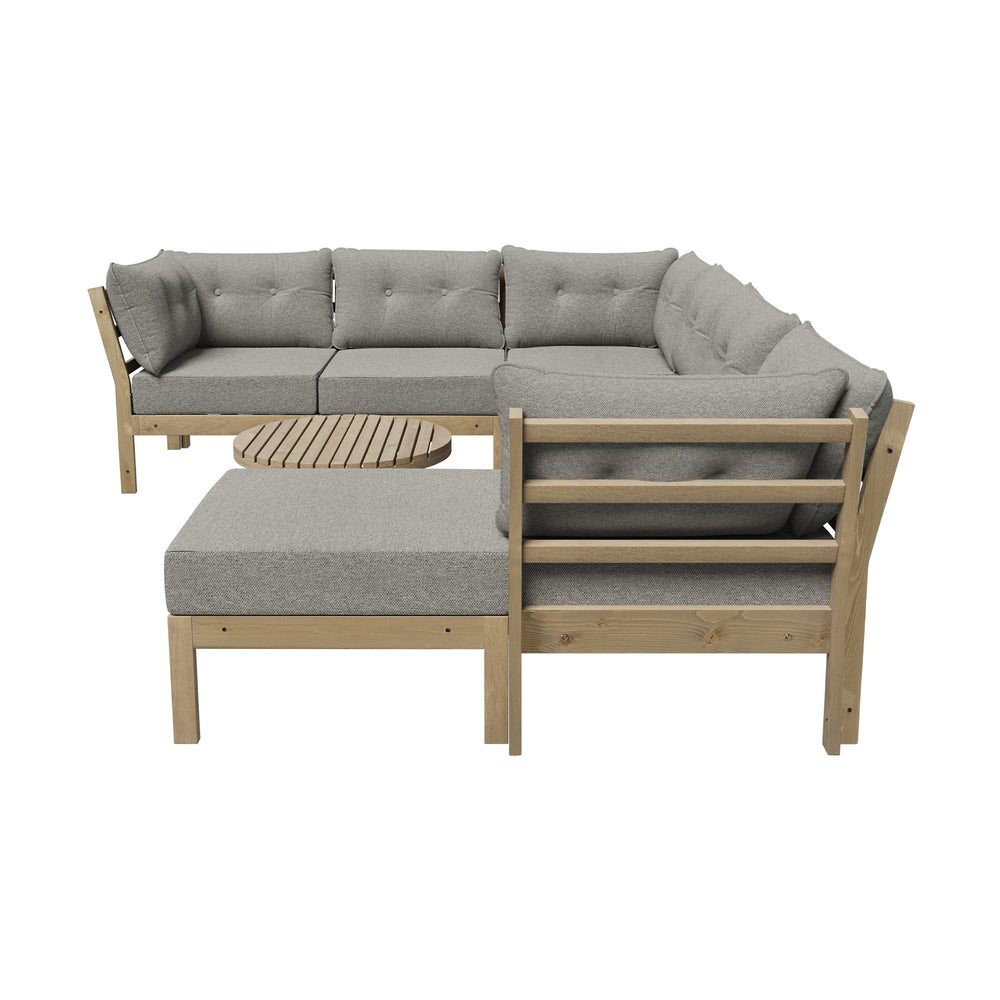 Playa Orsini Wooden Outdoor Lounge Set with Table | Modern Beige Cushion Outdoor Lounge Set