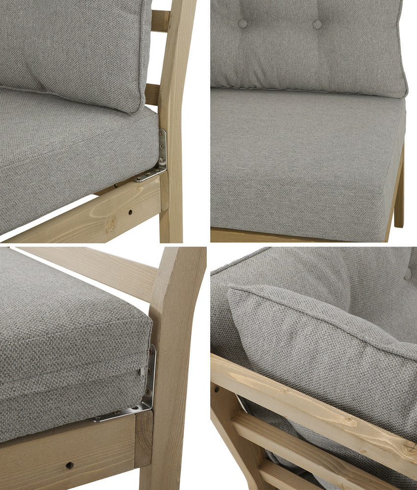 Playa Orsini Wooden Outdoor Lounge Set with Table | Modern Beige Cushion Outdoor Lounge Set