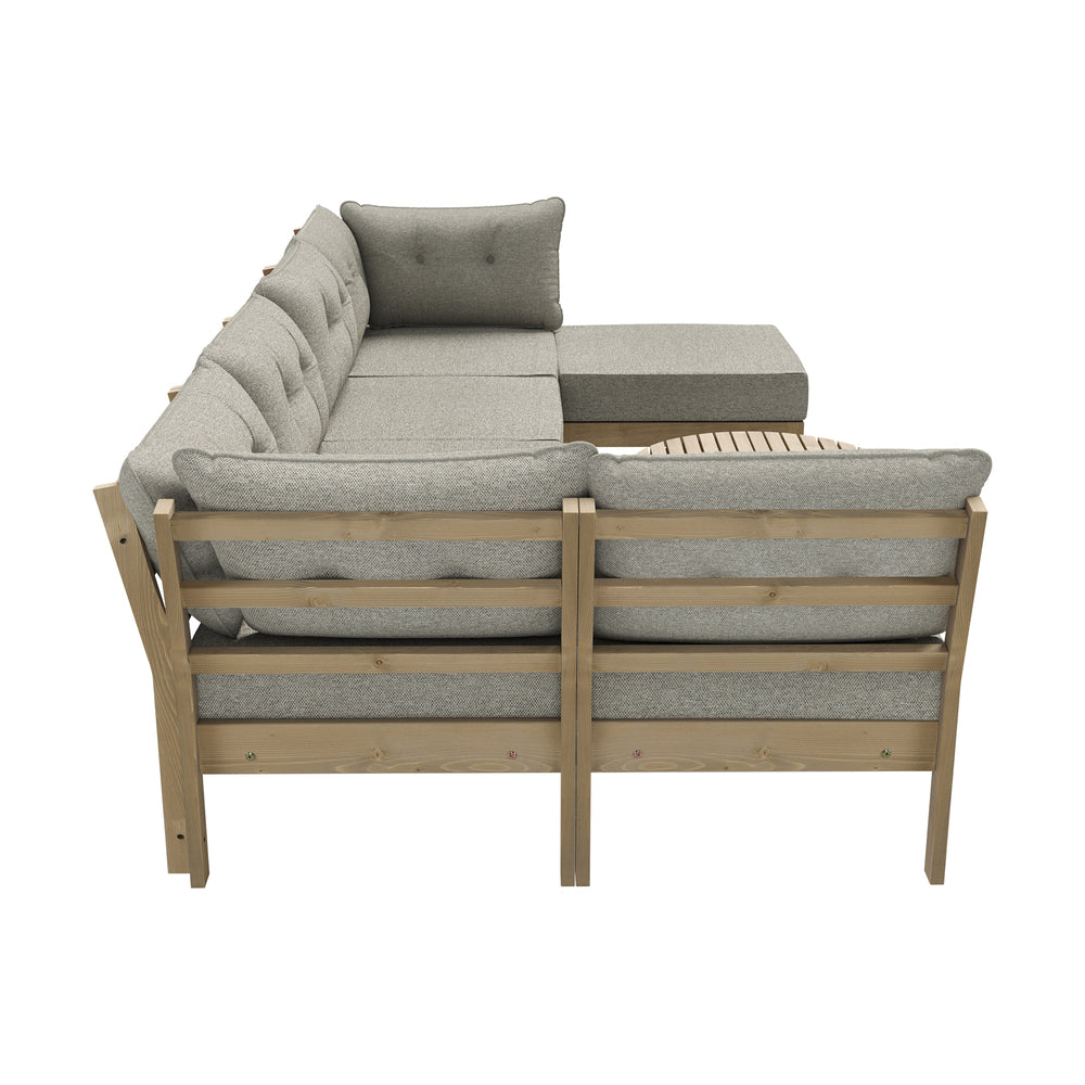 Playa Orsini Wooden Outdoor Lounge Set with Table | Modern Beige Cushion Outdoor Lounge Set