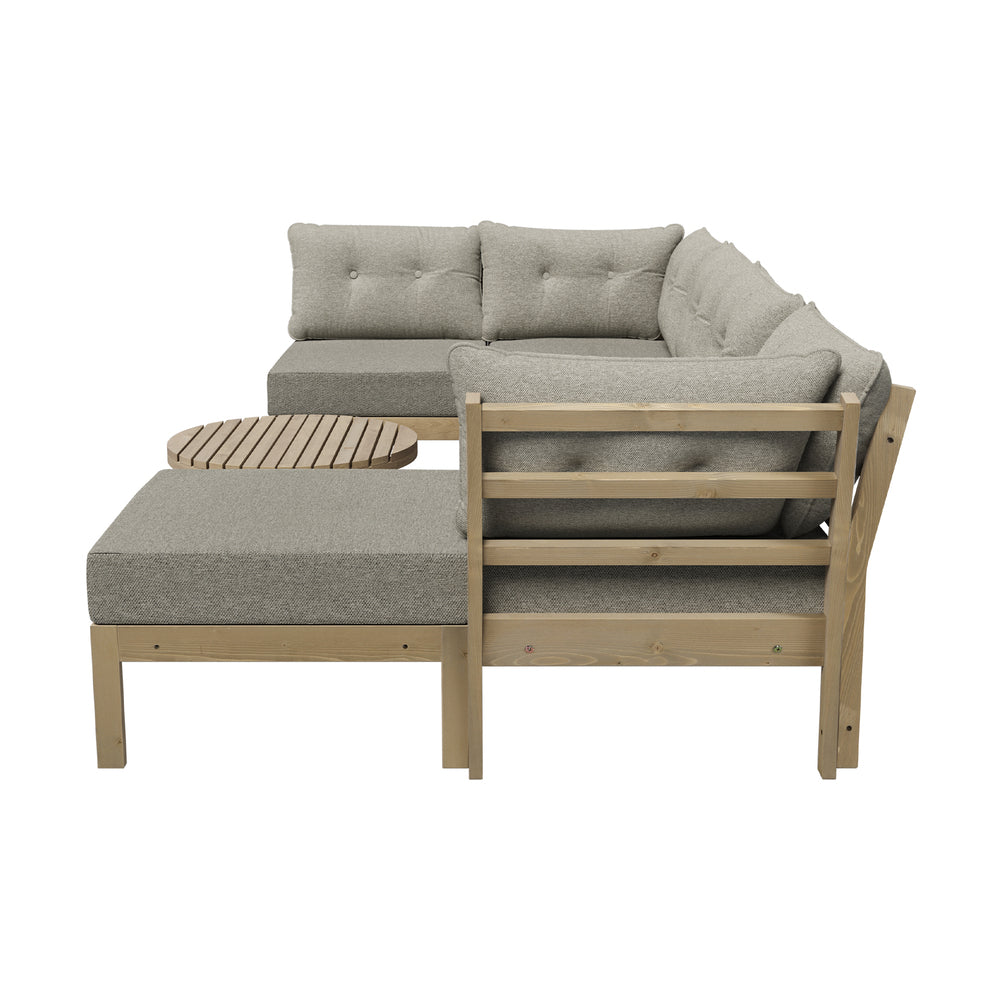 Playa Orsini Wooden Outdoor Lounge Set with Table | Modern Beige Cushion Outdoor Lounge Set