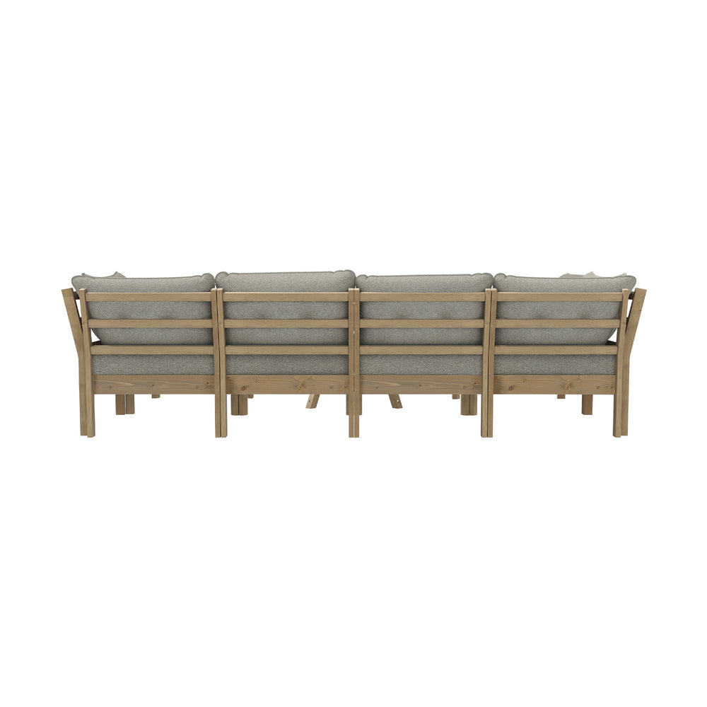 Playa Orsini Wooden Outdoor Lounge Set with Table | Modern Beige Cushion Outdoor Lounge Set