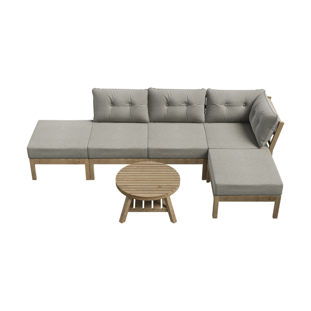Playa Orsini Wooden Outdoor Lounge Set with Table | Modern Grey Cushion Outdoor Lounge Set