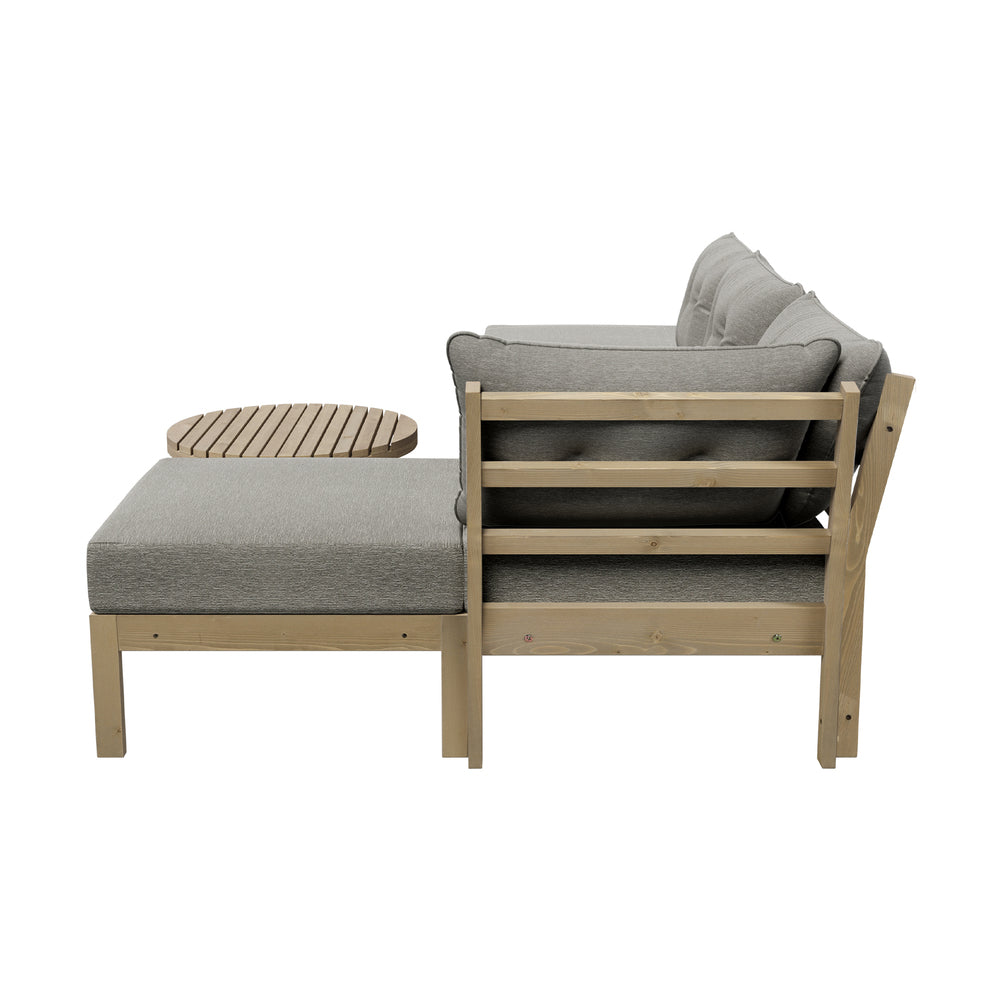 Playa Orsini Wooden Outdoor Lounge Set with Table | Modern Grey Cushion Outdoor Lounge Set