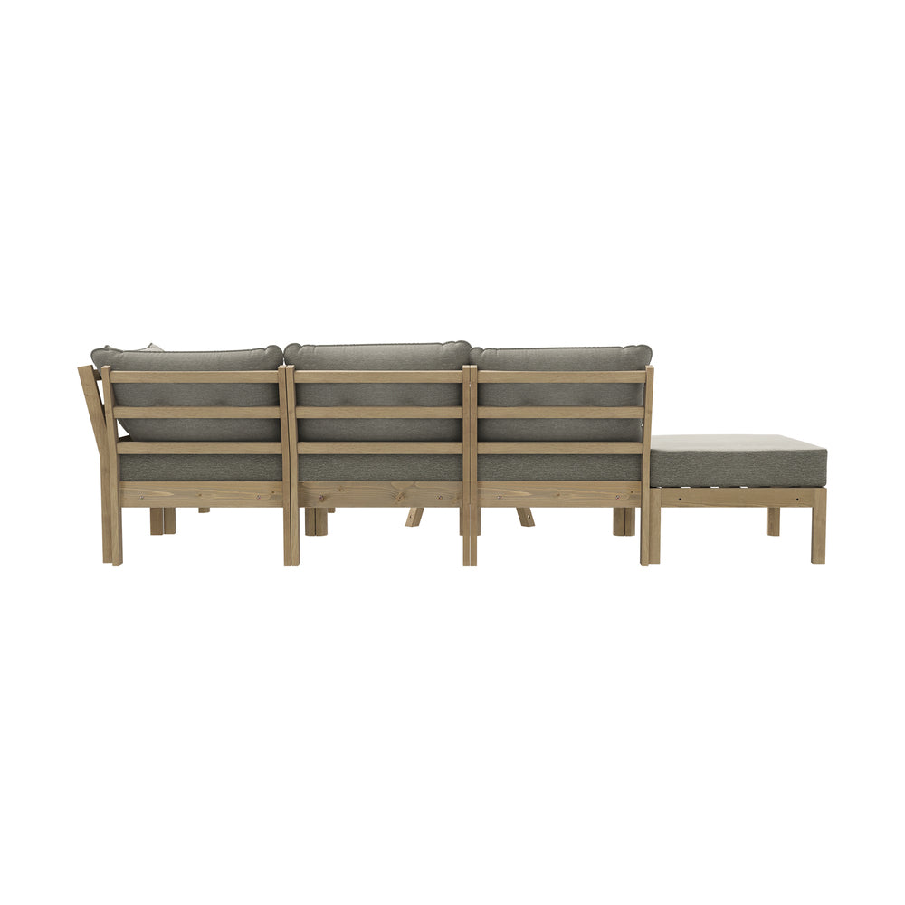 Playa Orsini Wooden Outdoor Lounge Set with Table | Modern Grey Cushion Outdoor Lounge Set