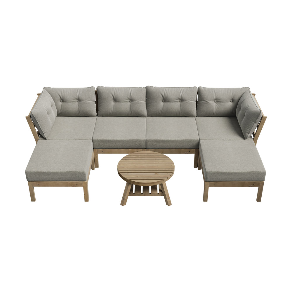 Playa Orsini Wooden Outdoor Lounge Set with Table | Modern Grey Cushion Outdoor Lounge Set