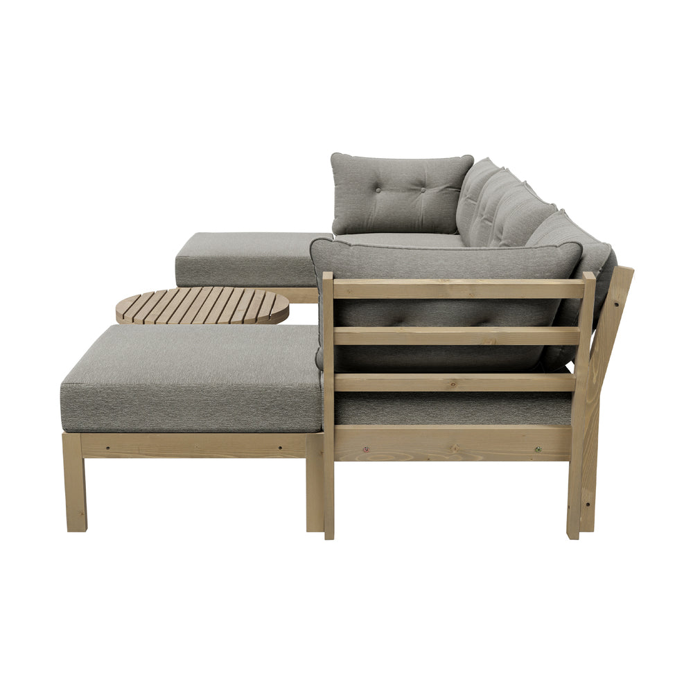 Playa Orsini Wooden Outdoor Lounge Set with Table | Modern Grey Cushion Outdoor Lounge Set
